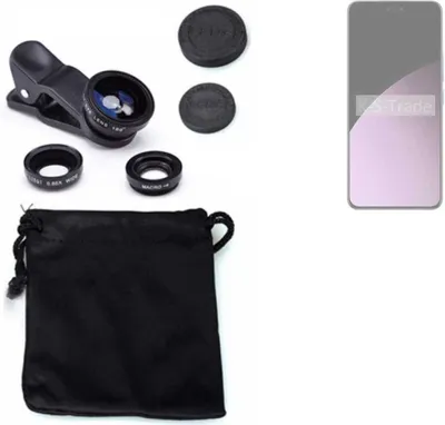 Produktbild von K-S-Trade Smartphone Kamera Linsen Set Kompatibel mit Xiaomi Civi 4 Pro 3in1 Clip-On Kamera Adapter Macro Weitwinkel FishEye Fischauge Objektiv Linse