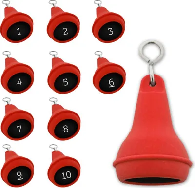 Produktbild von CombiCraft Mayfair Schlüsselanhänger Rot 70x40 mm - 10er Pack mit den gravierten Zahlen 1-10