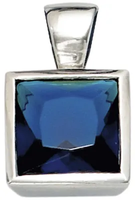 Produktbild von Anhänger mit Zirkonia blau 925 Silber Sterlingsilber Halsschmuck Damen
