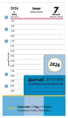 Produktbild von BIND B260326 Kalendereinlage für Tageskalender A6, Timer Einlage für Kalender Ja