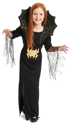 Produktbild von Spinnenköniginnen-Kostüm Halloween für Mädchen M 7-9 Jahre (120-130 cm)