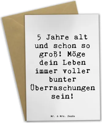 Produktbild von Mr. & Mrs. Panda Grußkarte Spruch 5. Geburtstag - Weiß - Geschenk, Geburtstagsfreude, Lebenswünsche, weihnachtskarten, Überraschungen, osterkarten, hochzeitskarten, Alter