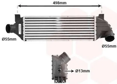 Produktbild von VAN WEZEL 18004315 Ladeluftkühler LLK für FORD TRANSIT Bus (FD, FB, FS, FZ, FC) Turbo Intercooler