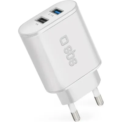 Produktbild von SBS Reiselader 10W FastCharge 2x USB-A 1A/2,1A weiß