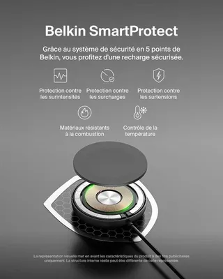 Image de Chargeur à Induction USB-C Belkin, 15W, Noir, Recharge sans Fil Rapide