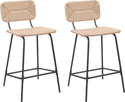 Produktbild von Set aus Metallinsel und Barhockern mit Rattansitz 65cm NEMA