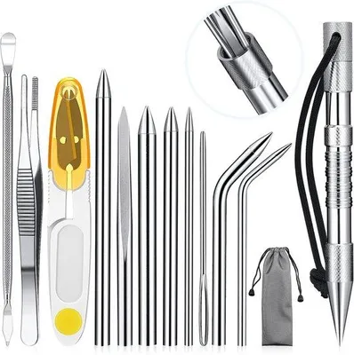 Produktbild von Paracord-Gerätschafts-Set aus Edelstahl mit Marlinspike und Stichnadeln