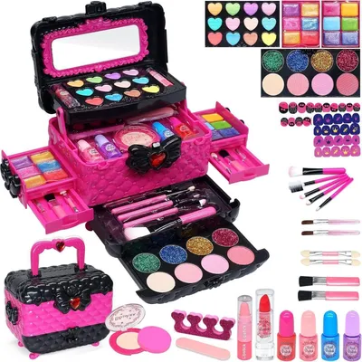 Produktbild von Kinderschminke Set Mädchen Make Up Kit, 57-teilig - Geschenk für Mädchen 4-12 Jahre, Spielzeug Schminkkoffer, Halloween Weihnachts Geburtstag