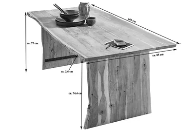 Produktbild von SAM® Trendiger Esszimmertisch Baumkante 160 cm Akazie massiv naturfarben Henry