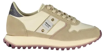 Produktbild von Beige Damensportschuhe mit Kontrastdetails und Logo-Applikation