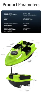 Produktbild von Ferngesteuertes Futterboot - GPS Köderboot für Karpfenangeln - 4 Kammern 2 kg Kapazität - 99 GPS-Wegpunkte - Auto-Return - RGB-Lichter - Neue Version 2026