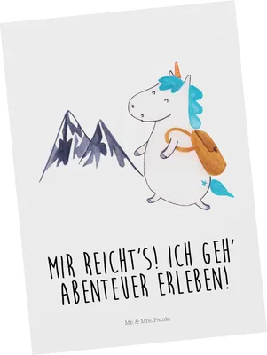 Produktbild von Mr. & Mrs. Panda Grußkarte Einhorn Bergsteiger - Weiß - Geschenk, Einhörner, Postkarten, Postkarte, Abenteuer, Fotokarte, Urlaub, Ansichtskarte, Unicorn, Berge, Reisen
