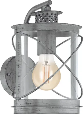 Produktbild von EGLO Außen-Wandlampe Hilburn 1, 1 flammige Außenleuchte, Wandleuchte aus verzinktem Stahl und Kunststoff, Farbe: Silber-antik, Fassung: E27, IP44