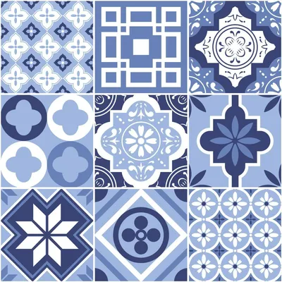 Productafbeelding van Wandstickers – Zelfklevende tegelstickers voor keuken en badkamer – AZULEJOS LEONIDO – 9 stickers, 20 x 20 cm