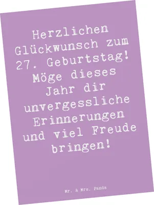Produktbild von Mr. & Mrs. Panda Postkarte Spruch 27. Geburtstag - Lavendeltraum - Geschenk, Happy Birthday, Ansichtskarten, Alter, Postkarten, Jubilar, Ansichtskarte, Geburtstagsdeko