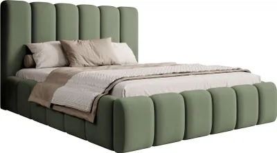 Produktbild von Selsey Biscottino - Polsterbett 160x200 mit Bettkasten, Lattenrost, Samtbezug, salbeigrün
