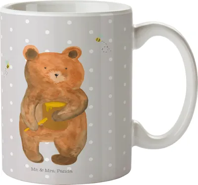 Produktbild von Mr. & Mrs. Panda Motivtasse Bär Honig - Grau Pastell - Geschenk, Partner, Kaffeetasse, Freund, Kaffeepott, Tasse, Keramiktasse, Teddybär, Liebe, Pott, Becher