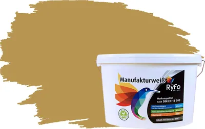 Produktbild von RyFo Colors Bunte Wandfarbe Manufakturweiß Ockergelb 10l - weitere Grau Farbtöne und Größen erhältlich, Deckkraft Klasse 1, Nassabrieb Klasse 1