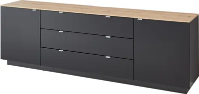 Produktbild von Lowboard >Core< in schwarz supermatt Nachbildung, MDF, Spannplatte - 240x77x44 (BxHxT)