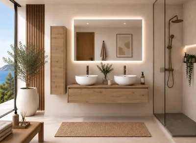 ORIGEN BATH FORMENTERA Badmöbel mit 2 Aufsatzwaschbecken, 120 cm, Estepa