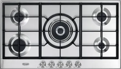 Image de De'Longhi NSL 590 X Table de cuisson à gaz encastrable, 90 cm, inox, 5 brûleurs