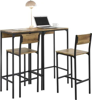 Obrázek produktu pro Sada k barovému stolu – 2 hnědé židle – 60 x 40 x 101 cm