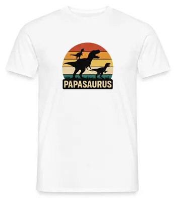 Produktbild von Spreadshirt Papasaurus Dino Papa Männer T-Shirt, XXL, Weiß