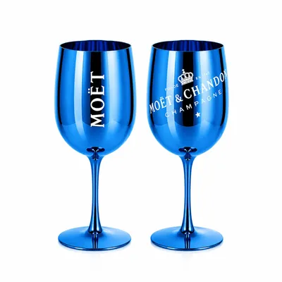 Produktbild von Blaue Champagnerbecher 2er Set aus Kunststoff – Bruchsichere Sektbecher – Leicht, stilvoll & wiederverwendbar – passend für Moët & Chandon