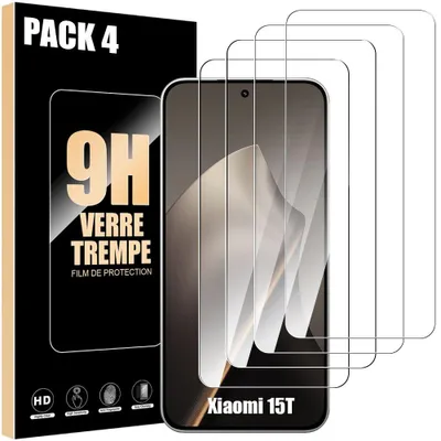 Image de 4 Verre Trempé pour Xiaomi 15T, Protection d'écran Anti-Rayures 9H Antichoc Transparent
