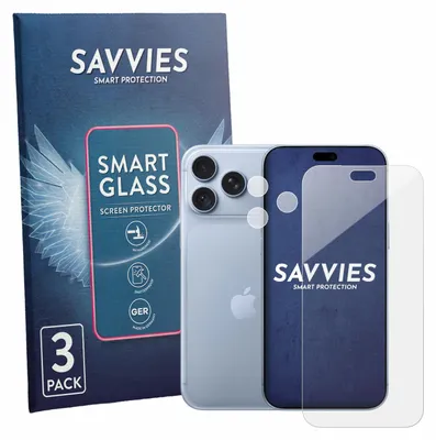 Produktbild von 3x Savvies Schutzglas Folie für Apple iPhone 18 Pro Max (Display+Kamera) 9H Panzer Schutzfolie Glas Displayschutz klar transparent
