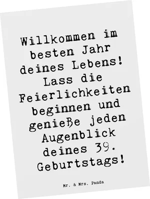 Produktbild von Mr. & Mrs. Panda Postkarte Spruch 39. Geburtstag - Weiß - Geschenk, Ansichtskarten, bildkarte, Postkarten, Geburtstagsgeschenk, Feiern, Ansichtskarte, neues Kapitel