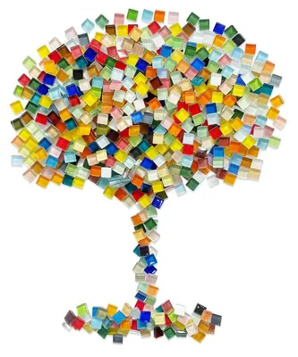 Mosaikfliesen 500 g, bunte Glasstücke, gemischt, quadratisch, 1 cm