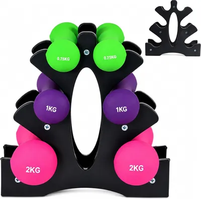 Imagen del producto de Soporte para mancuernas de tamaño compacto, con 3 niveles, color , ideal para entrenamiento de fuerza