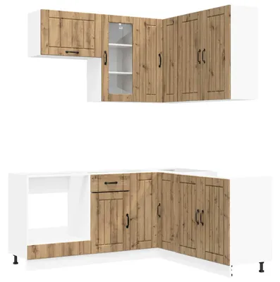 Image de vidaXL Ensemble de cuisine LUCCA, 8 pièces, bois composite imitation chêne artisanal