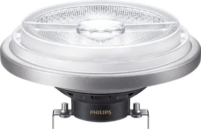 A close-up studio shot of a Philips LED light bulb.