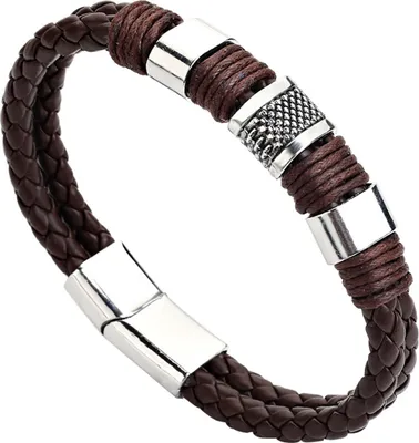 Produktbild von Männer Armbänder Vintage geflochtenes Kunstleder Voguish Männer Seil Armreifen für Party-Kaffee