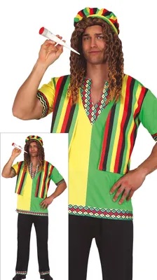 Produktbild von Rastafarian Junggesellenabschied 70er Jahre Thematische Farbenfrohes Kostüm Nostalgische Retro Stil Mit Vibes Von Freiheit Kreative Party Outfit, Größe: 48 - 50 (M) Farbe: Mehrfarbig
