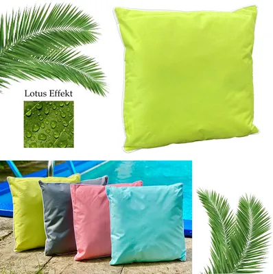 Produktbild von heimtexland ® Outdoorkissen mit Füllung Outdoor Lounge Dekokissen Lotus Effekt Gartenkissen Typ687 Lemon