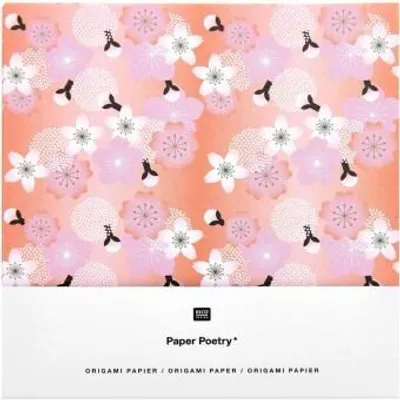 Image de 50 feuilles d'origami avec un motif de fleurs de cerisier