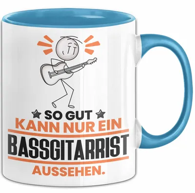 Produktbild von Bassgitarrist Geschenk Tasse So Gut Kann Nur Ein Bassgitarrist Aussehen Geschenkidee Kaffee-Becher (Blau)