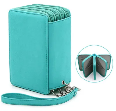 Image de Trousse verte à 4 compartiments, grande trousse pour adolescents, adultes, filles et garçons