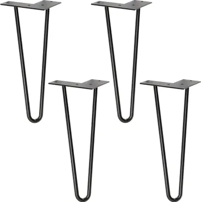 Produktbild von WAGNER Möbelbeine HAIRPIN LEGS Retro 4tlg. Set - 12 x 12 x 40 cm, Stahl, schwarz, Bein schräg & Anschraubplatte - 12824004