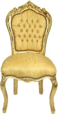 Produktbild von Barockstuhl Barock Stuhl Gold Stoff Gemustert Esszimmer Wohnzimmer Büro Klassisch Premium Luxus Modern Repro Retro Royal Antik Stil Möbel Dining