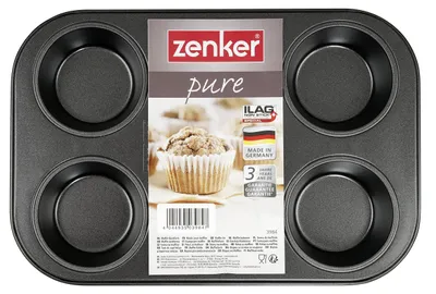 Zdjęcie produktu dla Forma do muffinów Zenker 6 PURE, do wilgotnych muffinów i babeczek, blacha do muffinów (kolor: czarny)