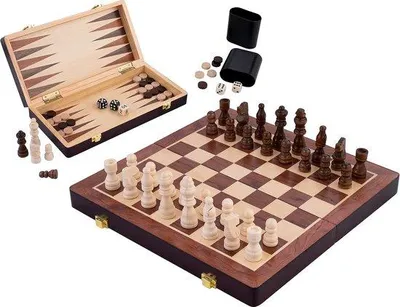 Produktbild von Famanu Schach- und Backgammonspiel aus Eschenholz - Klappbar