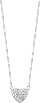 Productafbeelding van Halsketting voor dames, hartvormig, verguld met rhodium, fijn zilver 925, met zirconiumoxide - 12mm; TRS23060