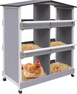 Obrázek produktu pro Hnízdo pro slepice – Hnízdní box – Hnízdo pro slepice – Hnízdo – Hnízdní budka – 6 oddílů – Šikmý design dna