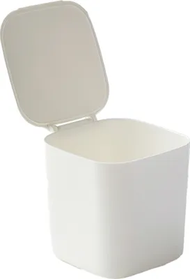 Produktbild von Mini Desktop Mülleimer mit Deckel Clamshell Papierkorb Lagereimer Abfalleimer Weiß, 11,5 x 12,5 x 12 cm