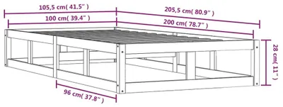 Produktbild von vidaXL Massivholzbett Weiß 100x200 cm