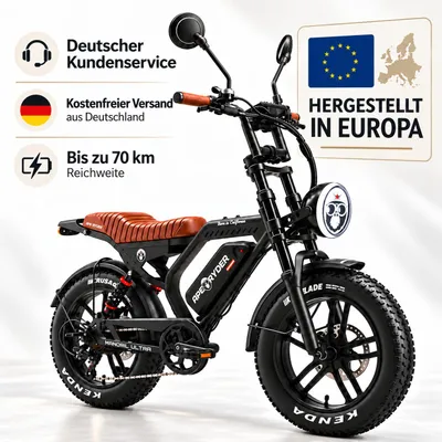 Produktbild von APE RYDER Genon Ultra E-Bike 20 Zoll Fatbike, 250W Motor, 48V 15Ah Akku (70km), Shimano 7-Gang, Doppelscheibenbremsen,Schwarz